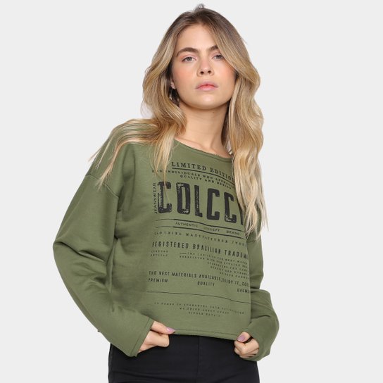 Moletom Cropped Colcci Terra Longo Feminino - Verde