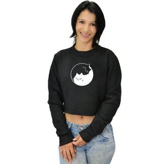 Moletom Cropped Feminino Yin Yang Gatos Fofos ER_176