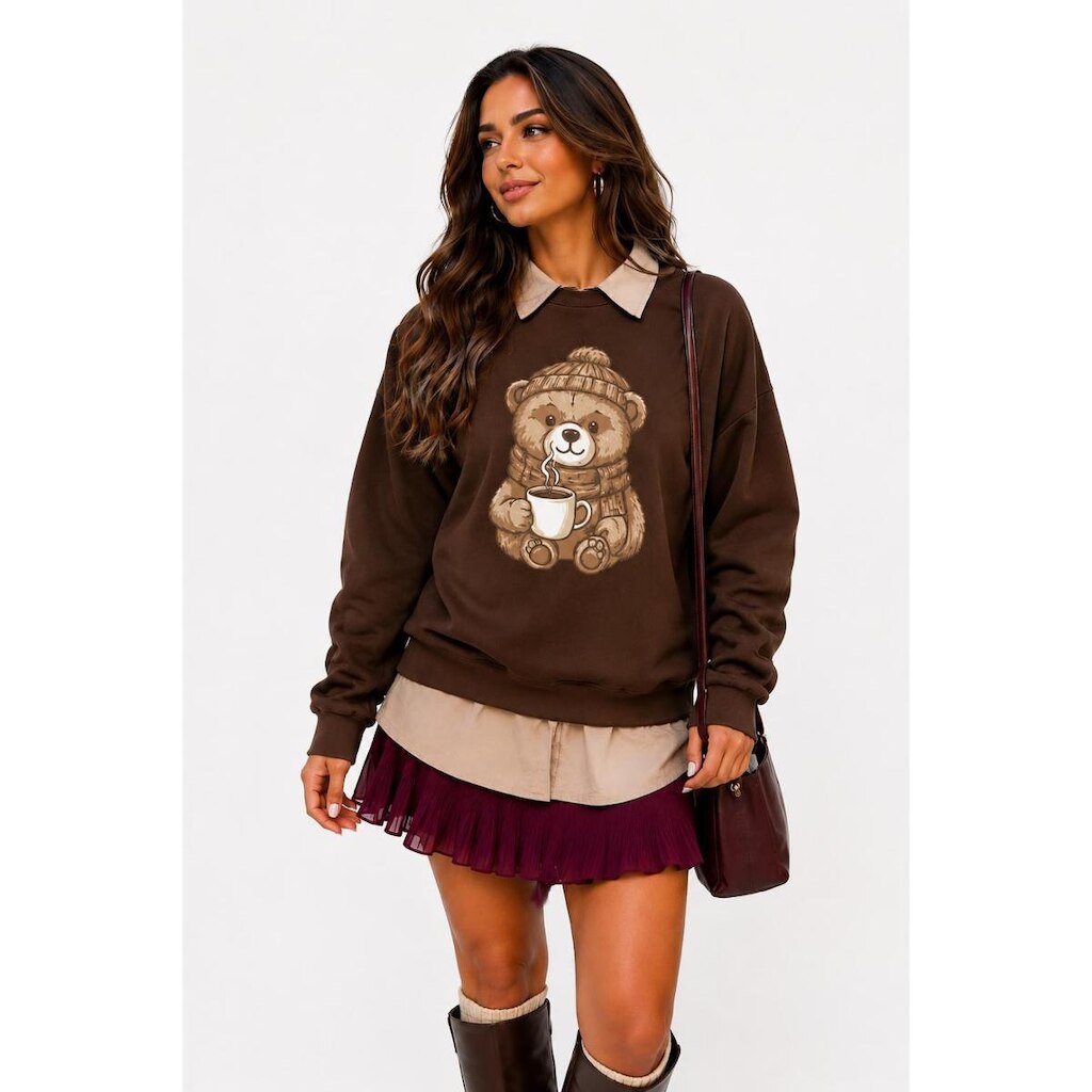 Moletom D Bell Outlet Fashion Urso Marrom