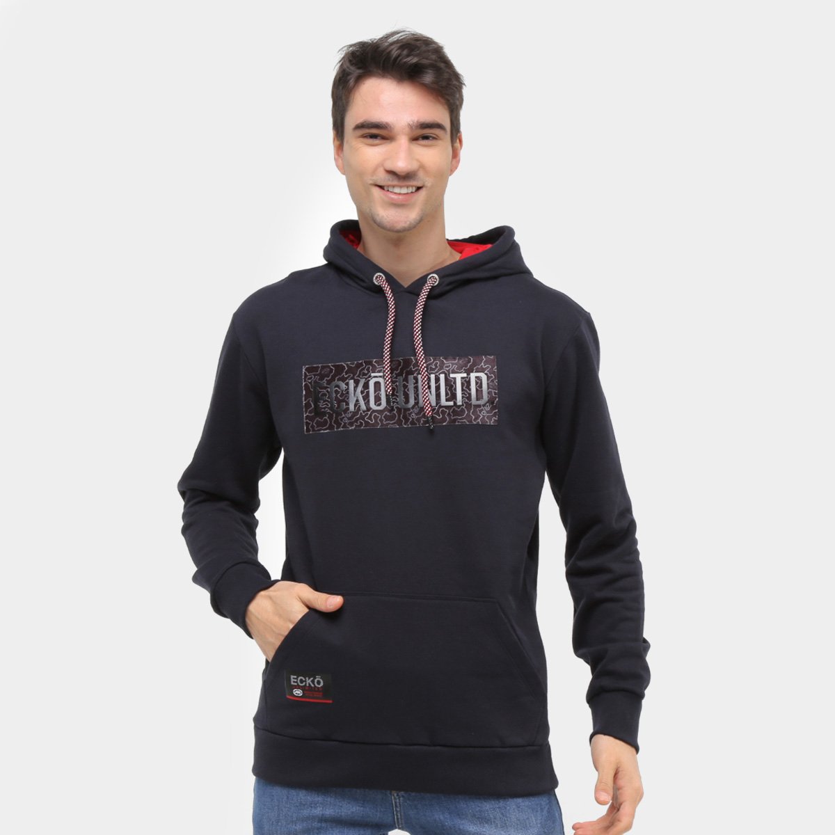 Moletom Ecko Unltd Nice Canguru Masculino - Preto Menor preço em Moletom Ecko Unltd Nice Canguru Masculino - Preto