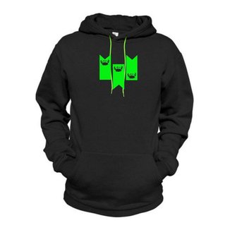 Moletom Estampado 3 Siri Relaxado Neon Com Capuz Bolso Canguru