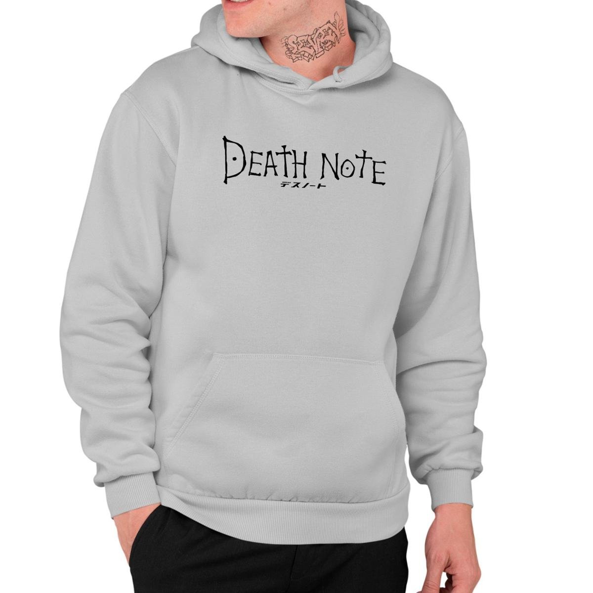 Moletom Estampado Estilo Canguru Unissex Death Note Anime - Cinza Menor preço em Moletom Estampado Estilo Canguru Unissex Death Note Anime - Cinza