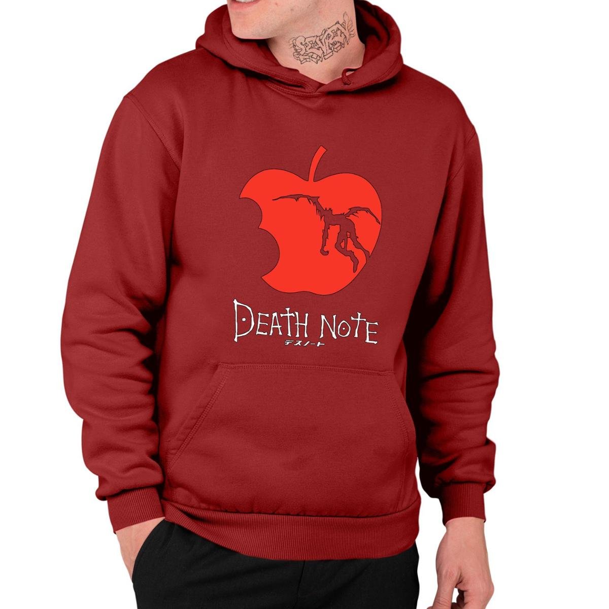 Moletom Estampado Unissex Death Note Maçã Mordida - Bordô Menor preço em Moletom Estampado Unissex Death Note Maçã Mordida - Bordô