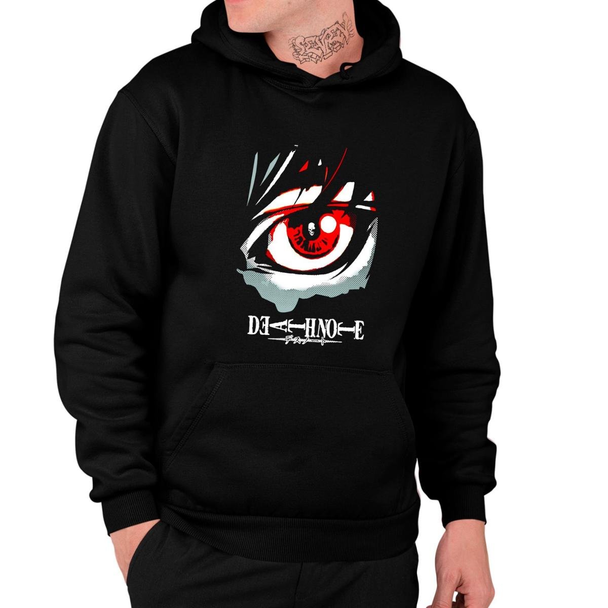 Moletom Estampado Unissex Death Note Olho Eyes Caveira - Preto Menor preço em Moletom Estampado Unissex Death Note Olho Eyes Caveira - Preto