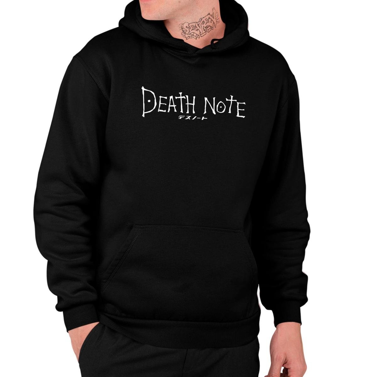 Moletom Estampado Unissex Estilo Canguru Anime Death Note - Preto Menor preço em Moletom Estampado Unissex Estilo Canguru Anime Death Note - Preto