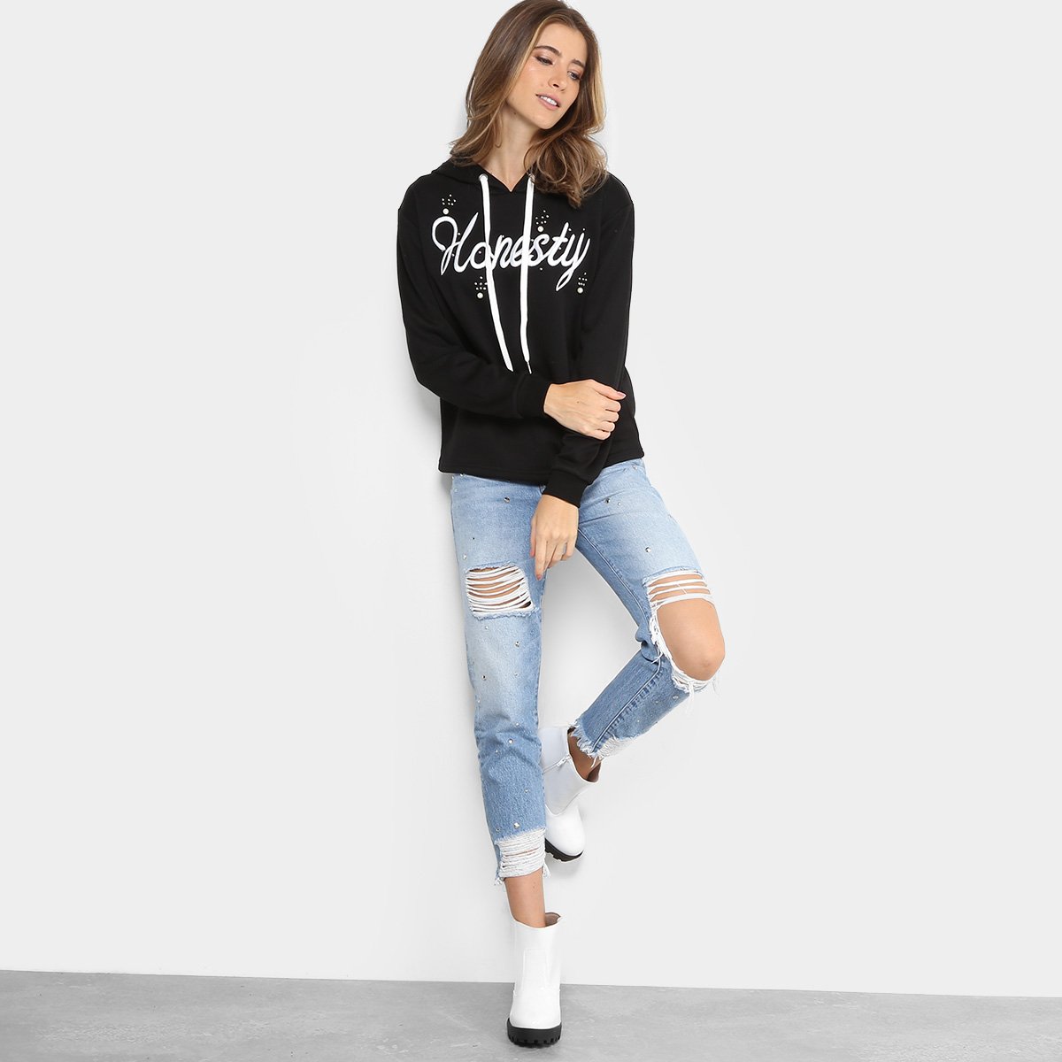 oversized boyfriend moletom com capuz