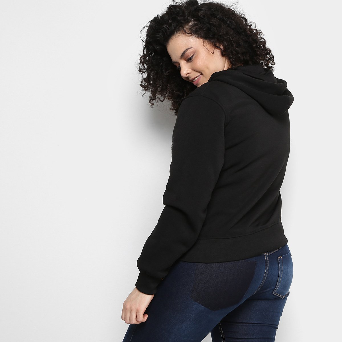 longline zip moletom com capuz plus size