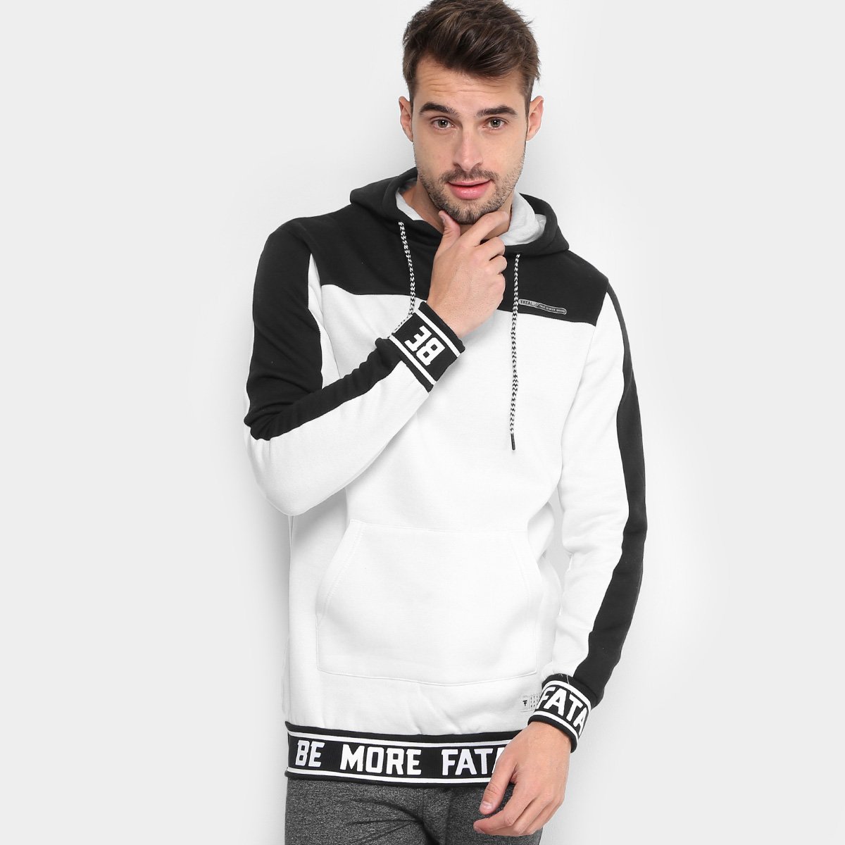 Moletom Fatal com Capuz Masculino - Branco Menor preço em Moletom Fatal com Capuz Masculino - Branco