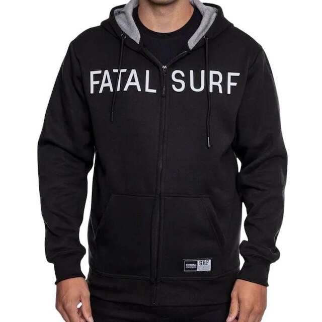 Moletom Fatal Logo 3D Canguru Aberto Preto