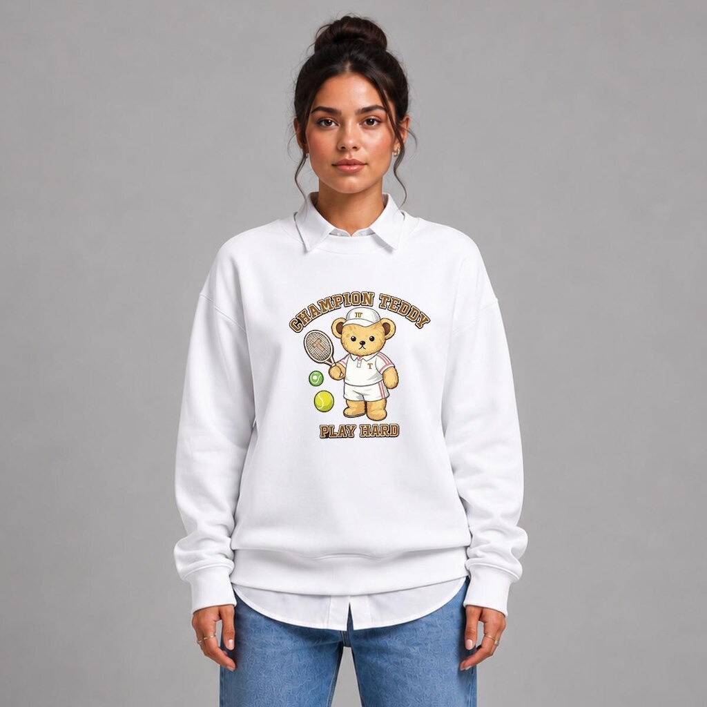 Moletom Feminino Casual Estampa Urso Fofo Tenis