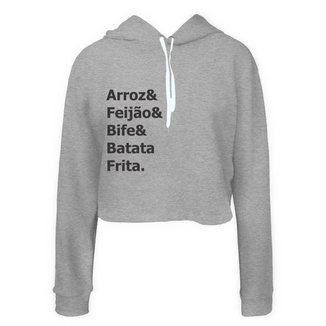 Moletom Feminino Cropped Arroz e Feijão Macio Confortável