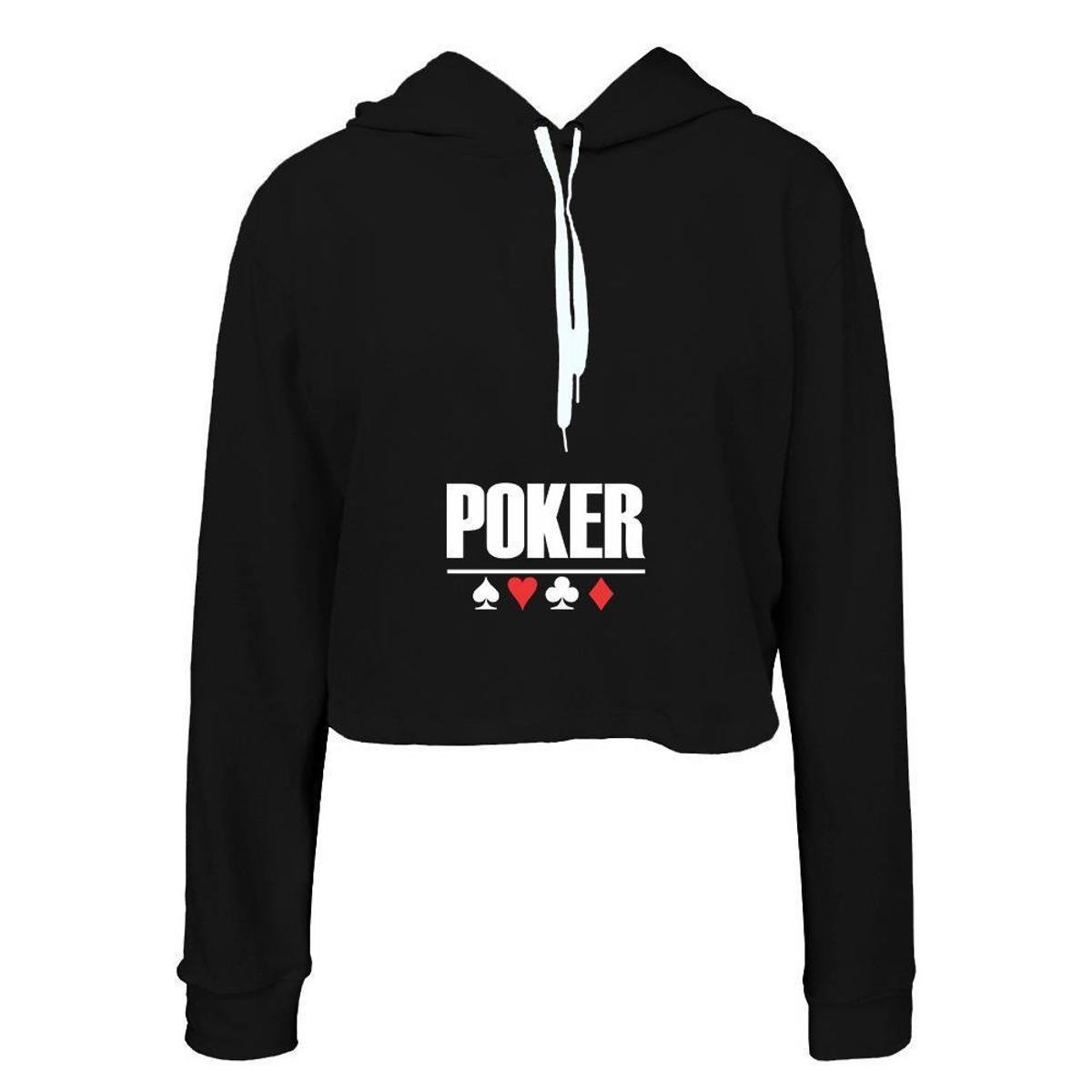Moletom Feminino Cropped Capuz Inverno Poker Moderno Casual Zattini