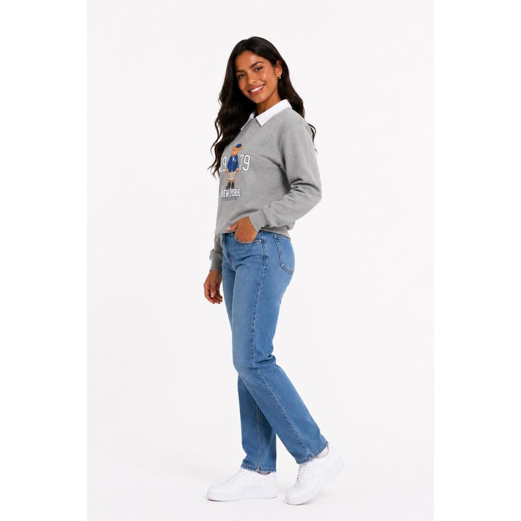 Moletom Feminino D Bell Outlet Fashion Urso Cinza
