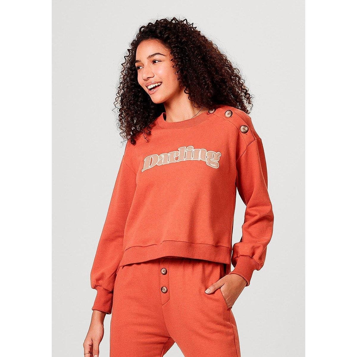 Moletom Feminino Em Malha De Algodão Estampado - Laranja é ruim? Moletom Feminino Em Malha De Algodão Estampado - Laranja é boa?