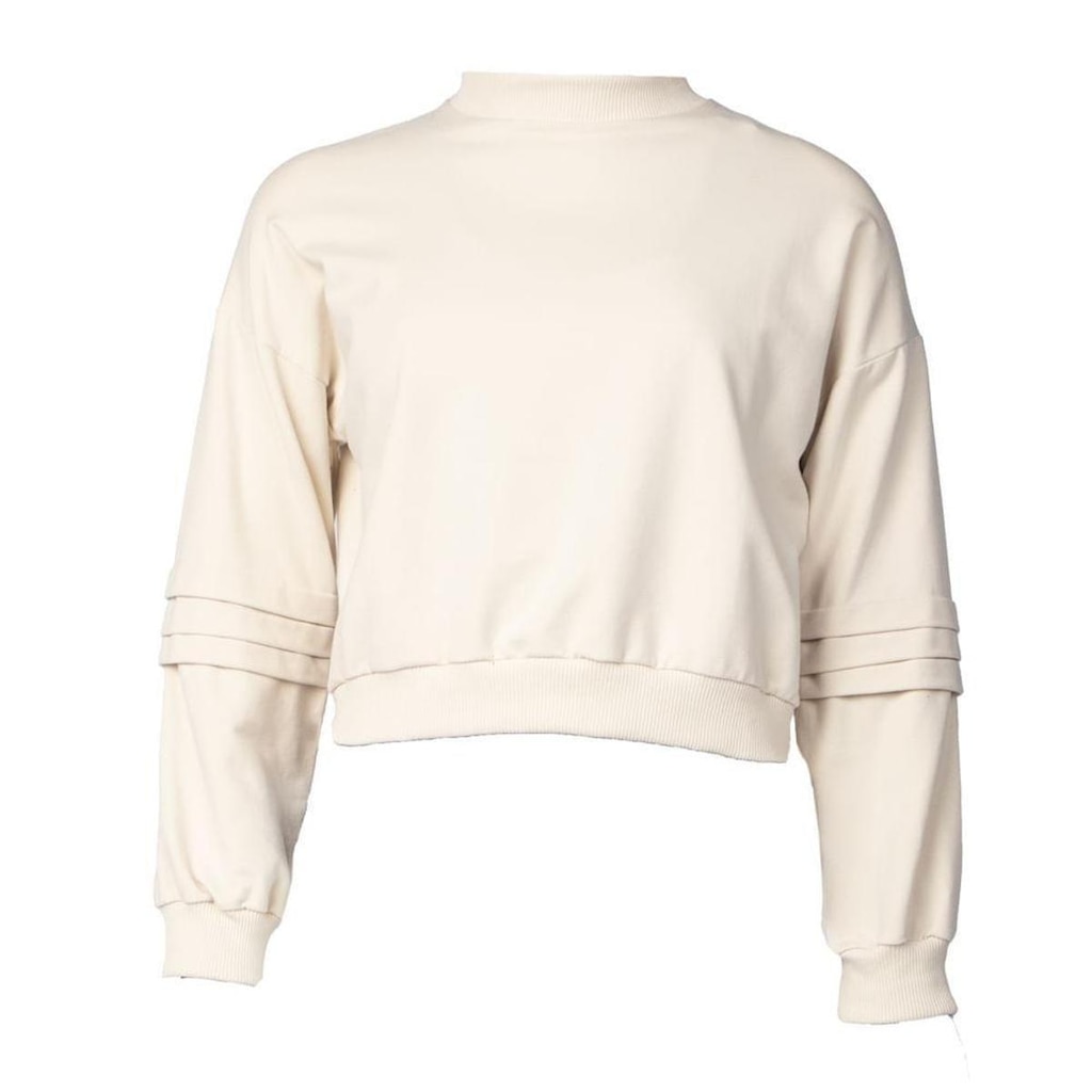Moletom Feminino Rovitex Modelagem Encurtada Bege