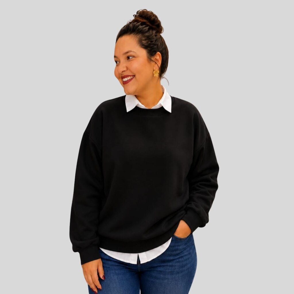 Moletom Feminino Sem Capuz Gola Careca Casaco Casual