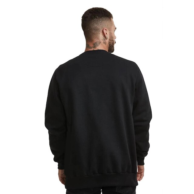 Moletom Flanelado Fechado Careca Preto Liso 100% Algodão