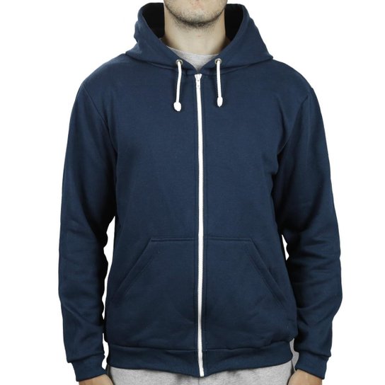 Moletom Form's Aberto Canguru Forrado Capuz Masculino - Azul