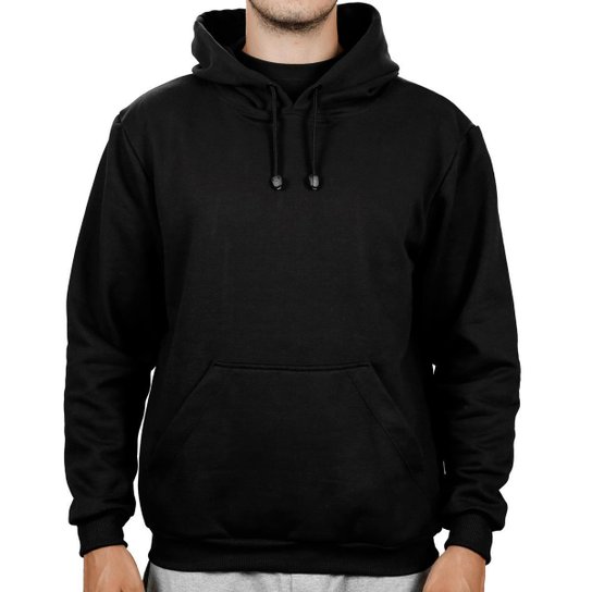 Moletom Form's Canguru Forrado Macio Bolso Masculino - Preto