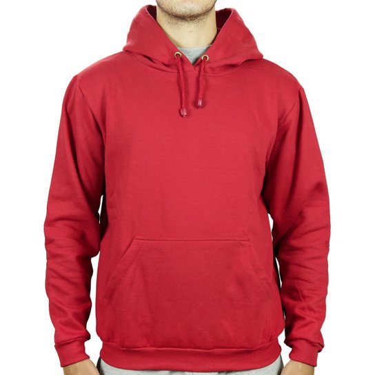 Moletom Form's Canguru Forrado Macio Bolso Masculino - Vermelho
