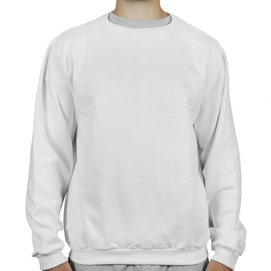 Moletom Form's Gola Careca Canguru Forrado Masculino - Branco