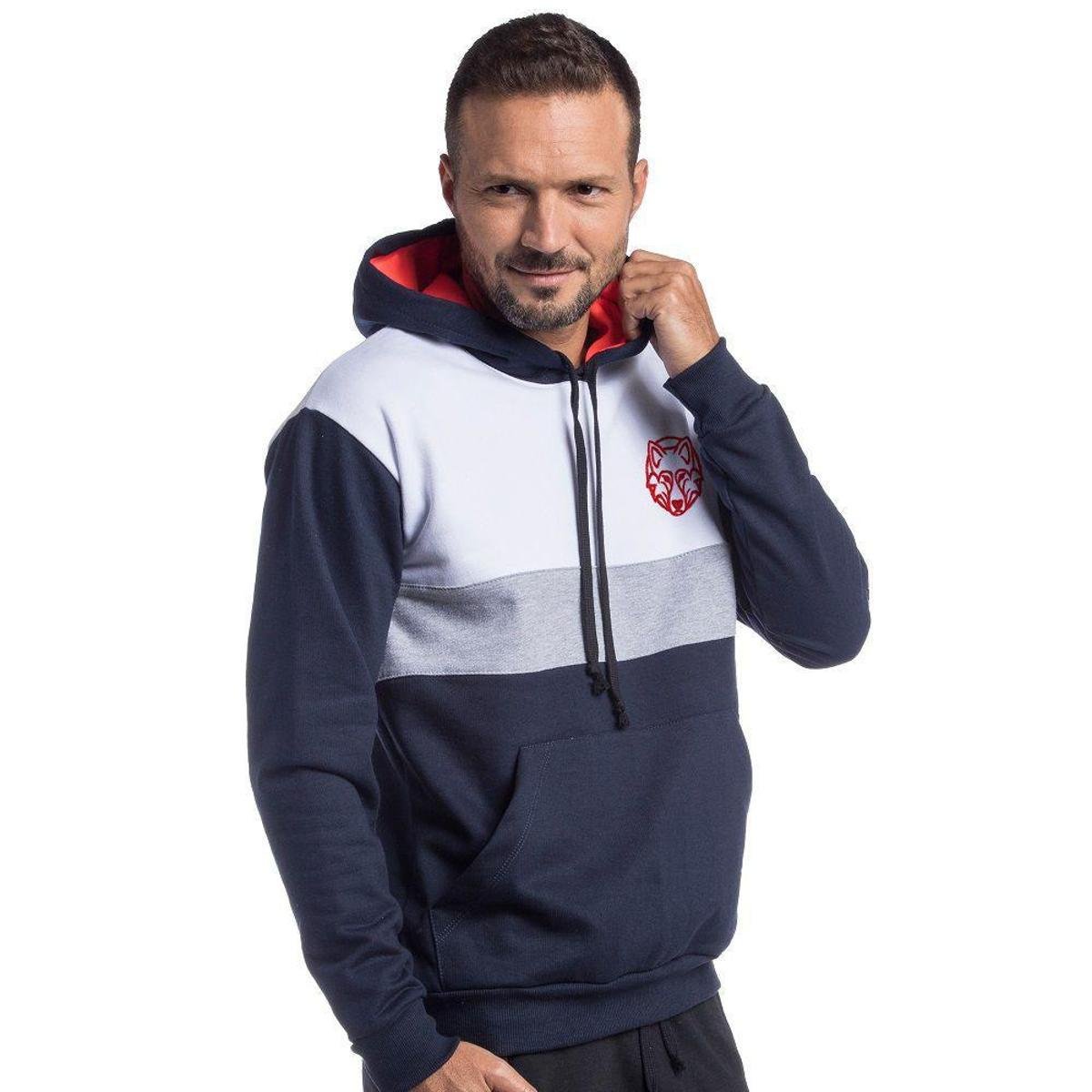 wolf zipper moletom com capuz