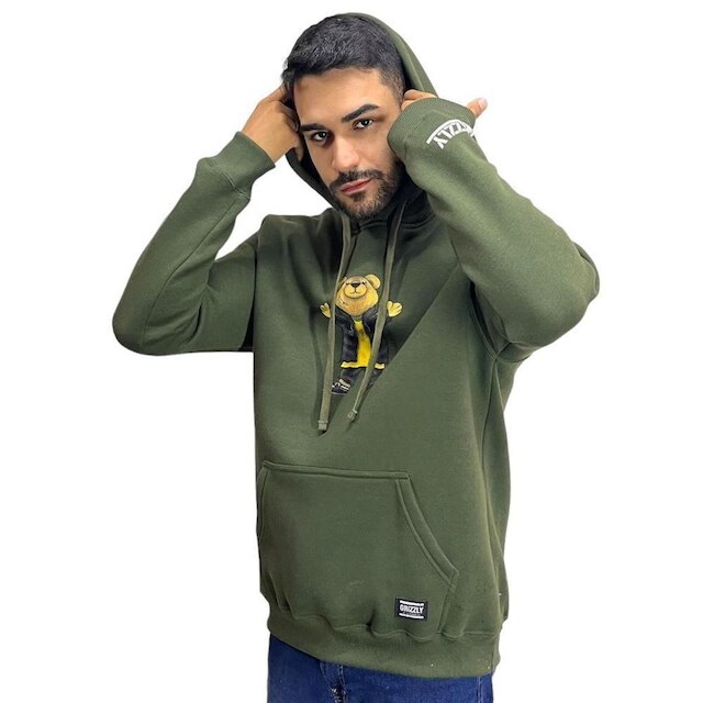 Moletom Grizzly My Paraskate Bear Hoodi-Military