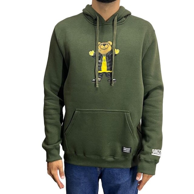 Moletom Grizzly My Paraskate Bear Hoodi-Military