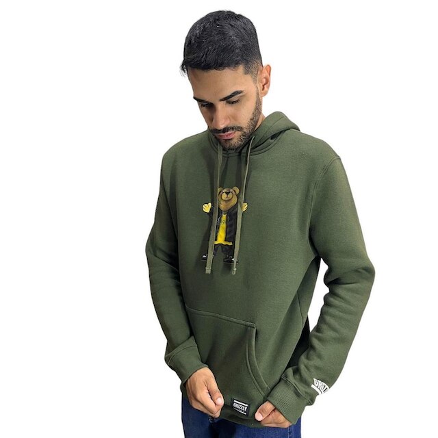Moletom Grizzly My Paraskate Bear Hoodi-Military