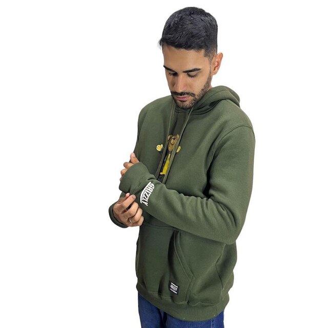 Moletom Grizzly My Paraskate Bear Hoodi-Military
