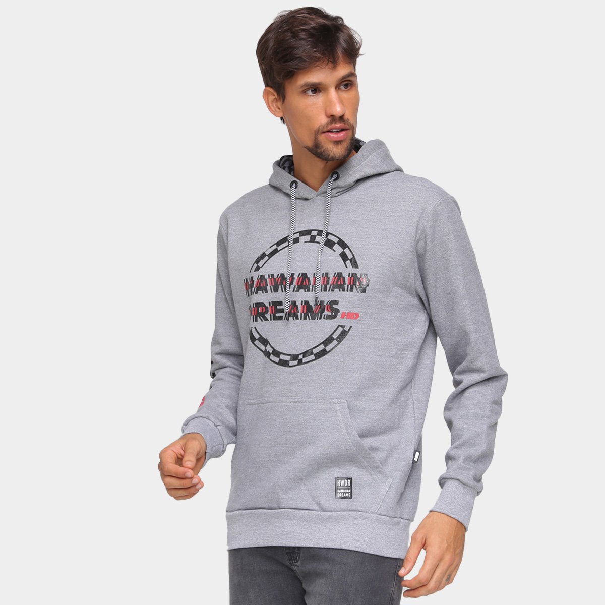 Moletom HD Style Canguru Masculino - Cinza Menor preço em Moletom HD Style Canguru Masculino - Cinza