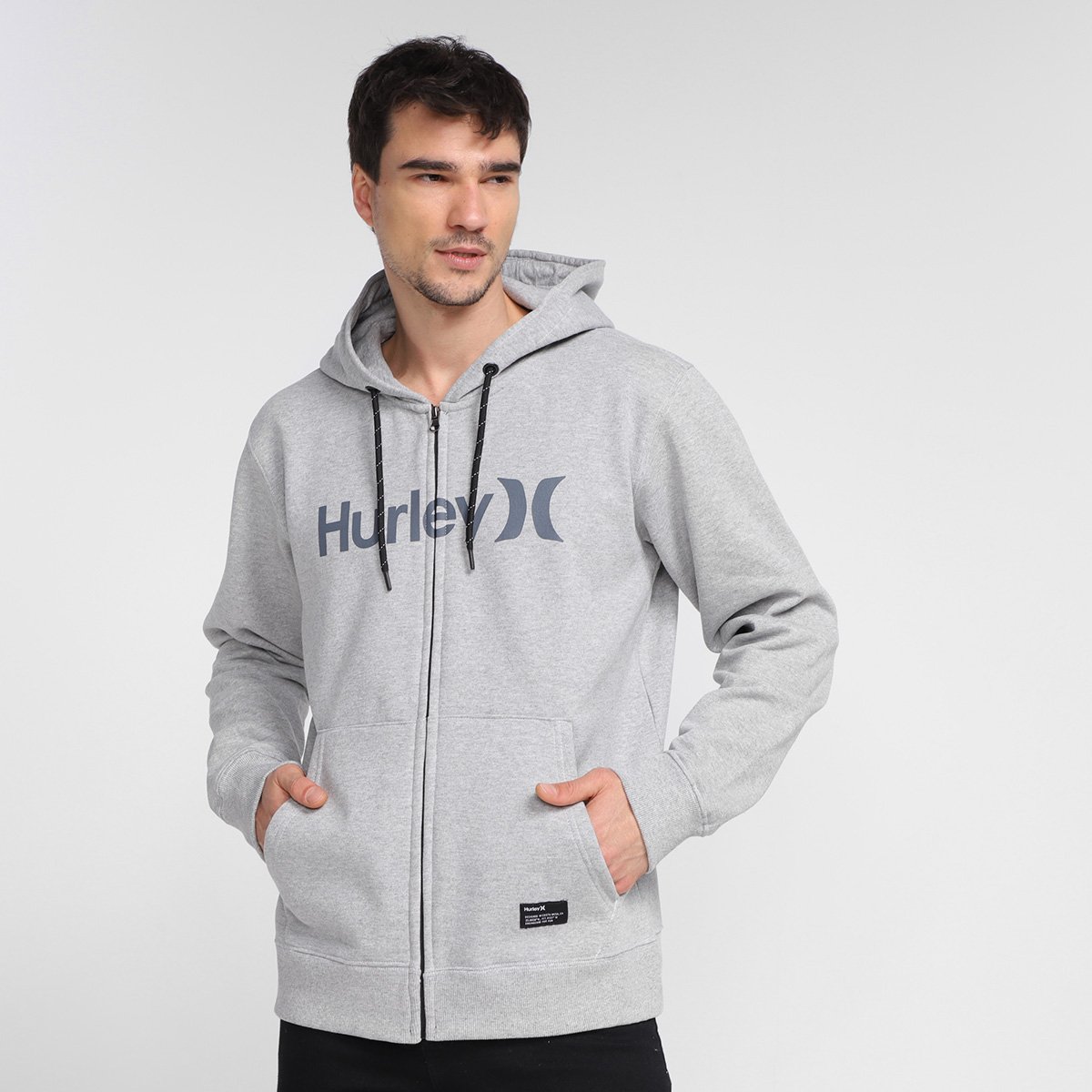 Moletom Hurley O&O C/ Capuz Masculino - Cinza Menor preço em Moletom Hurley O&O C/ Capuz Masculino - Cinza