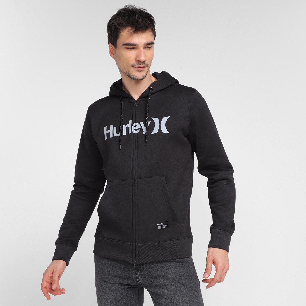Moletom Hurley O&O C/ Capuz Masculino - Preto+Chumbo Menor preço em Moletom Hurley O&O C/ Capuz Masculino - Preto+Chumbo