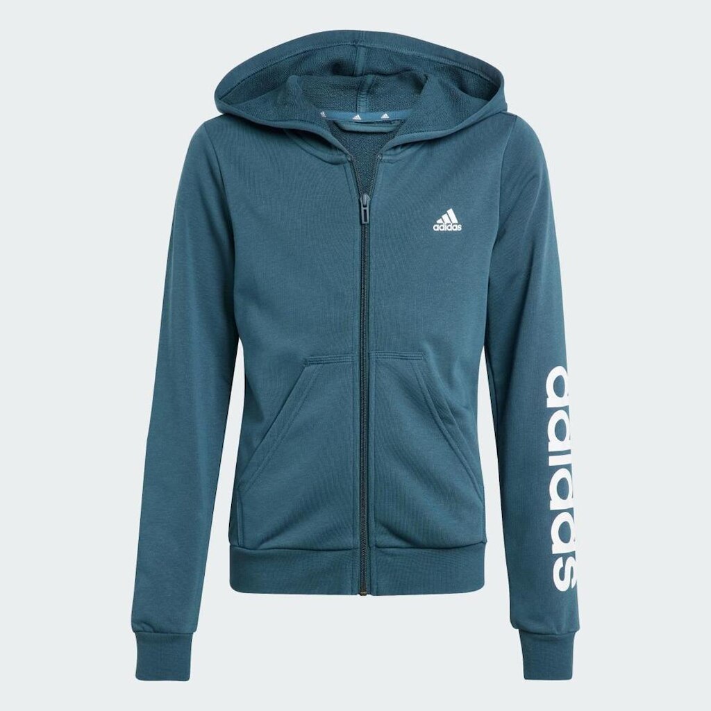 Moletom Infantil Adidas Capuz Zíper Essentials Linear Logo