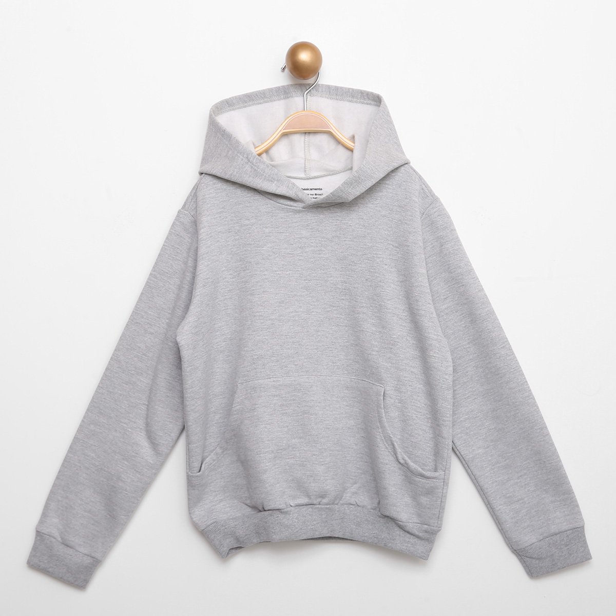 Moletom Infantil Basicamente Com Capuz - Mescla Menor preço em Moletom Infantil Basicamente Com Capuz - Mescla