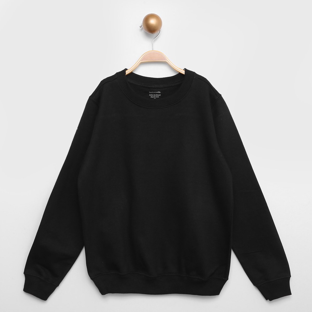 Moletom Infantil Basicamente Liso Unissex - Preto Menor preço em Moletom Infantil Basicamente Liso Unissex - Preto
