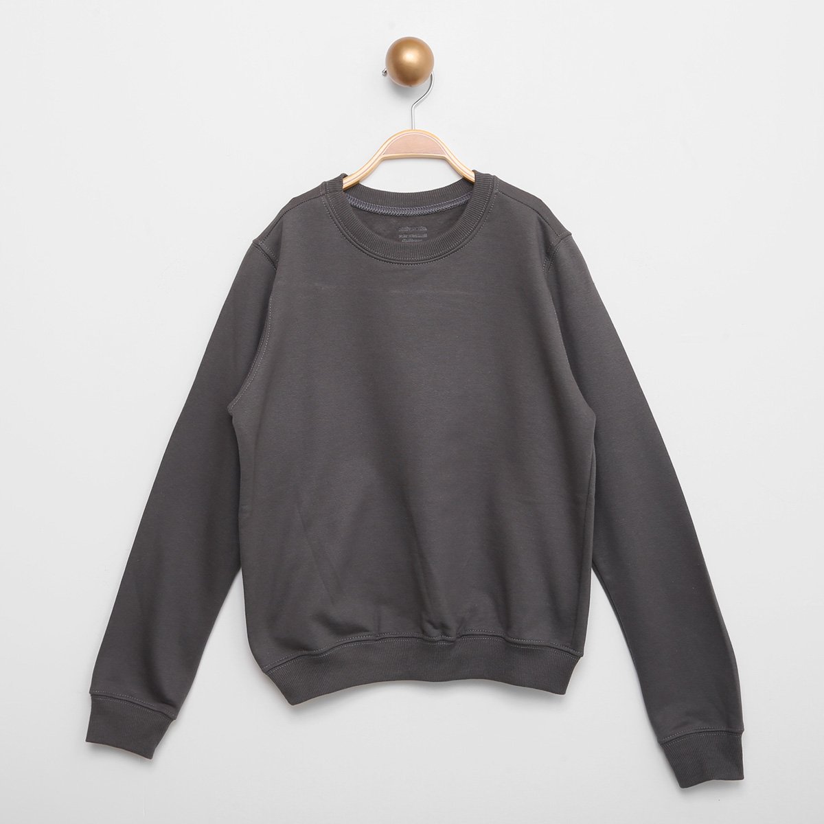 Moletom Infantil Basicamente Liso Unissex - Cinza Menor preço em Moletom Infantil Basicamente Liso Unissex - Cinza