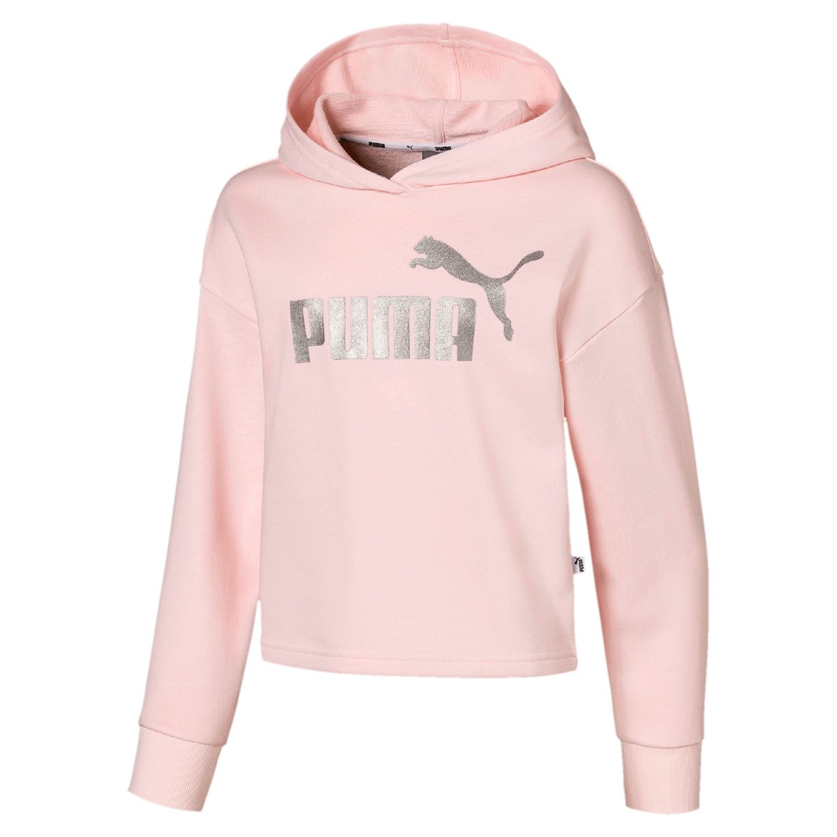 Moletom Infantil Puma Cropped Capuz Feminino - Rosa Claro Menor preço em Moletom Infantil Puma Cropped Capuz Feminino - Rosa Claro