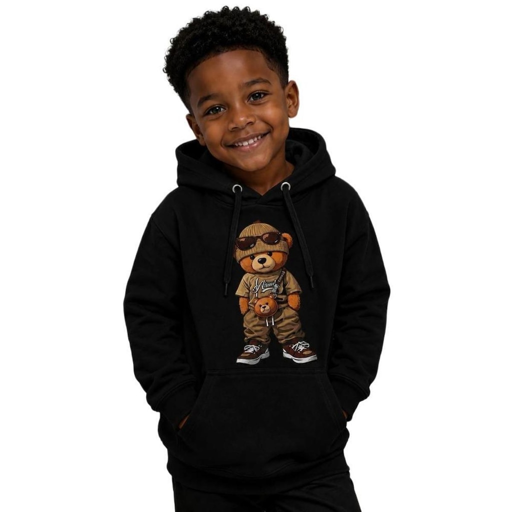 Moletom Infantil Ursinho Menino Canguru Flanelado Algodão