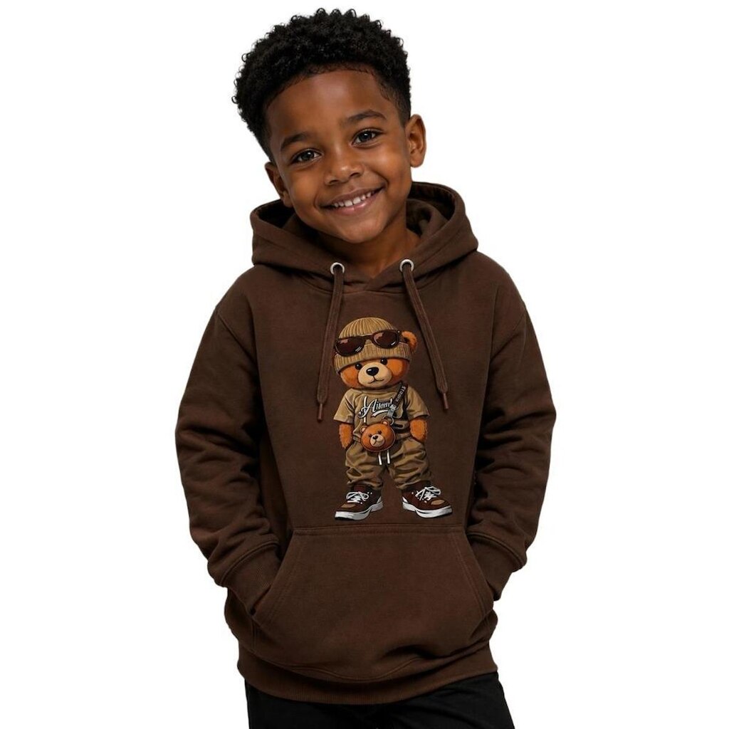 Moletom Infantil Ursinho Menino Canguru Flanelado Algodão