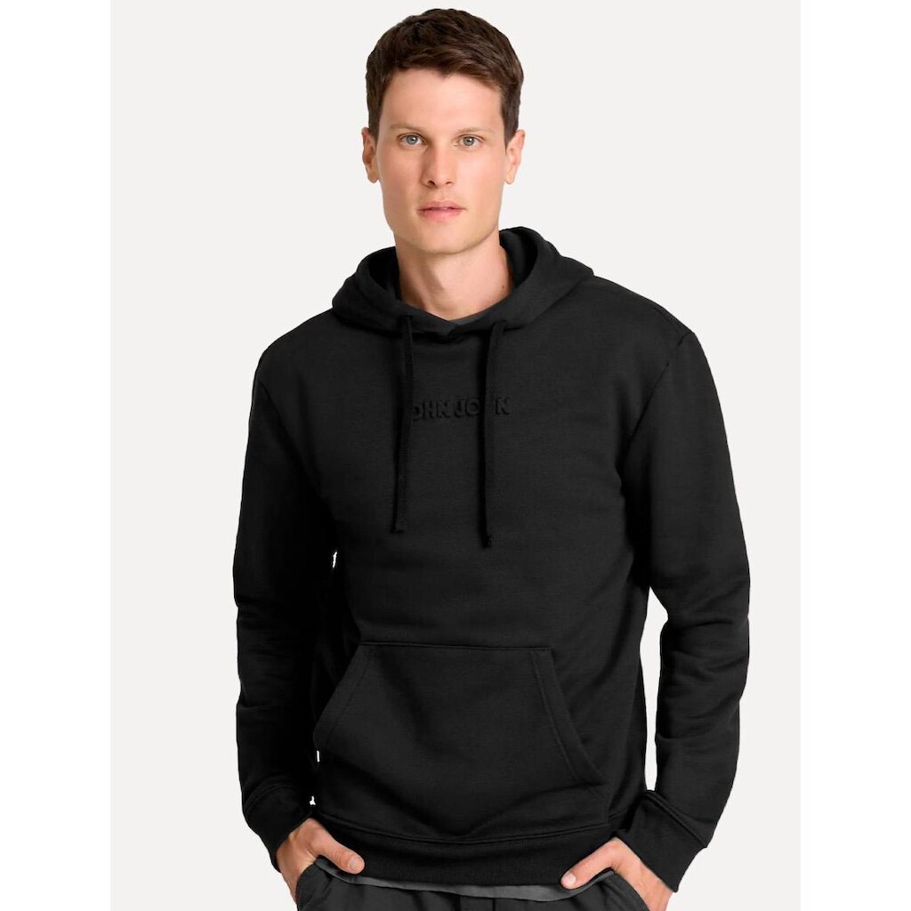 Moletom John John Masculino Embossed Capuz Logo Preto