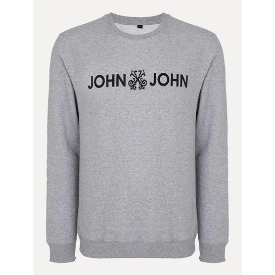 Moletom John John Masculino New Basic Logo Cinza Mescla