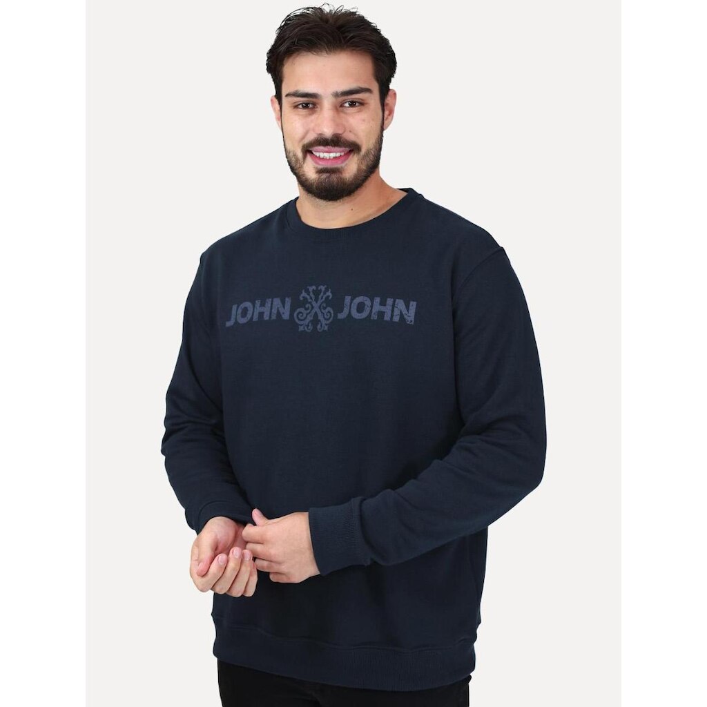 Moletom John John Masculino New Basic Logo Rusty Azul Marinho