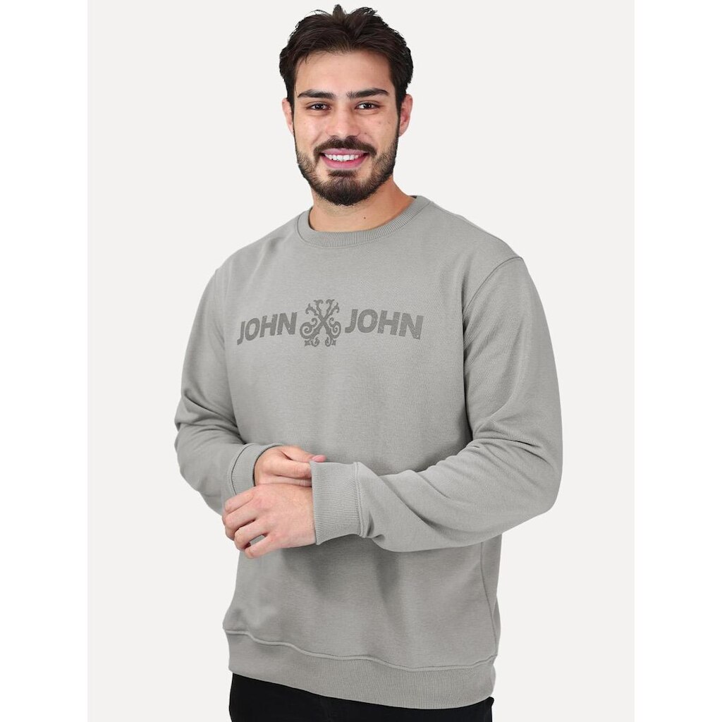 Moletom John John Masculino New Basic Logo Rusty Cinza