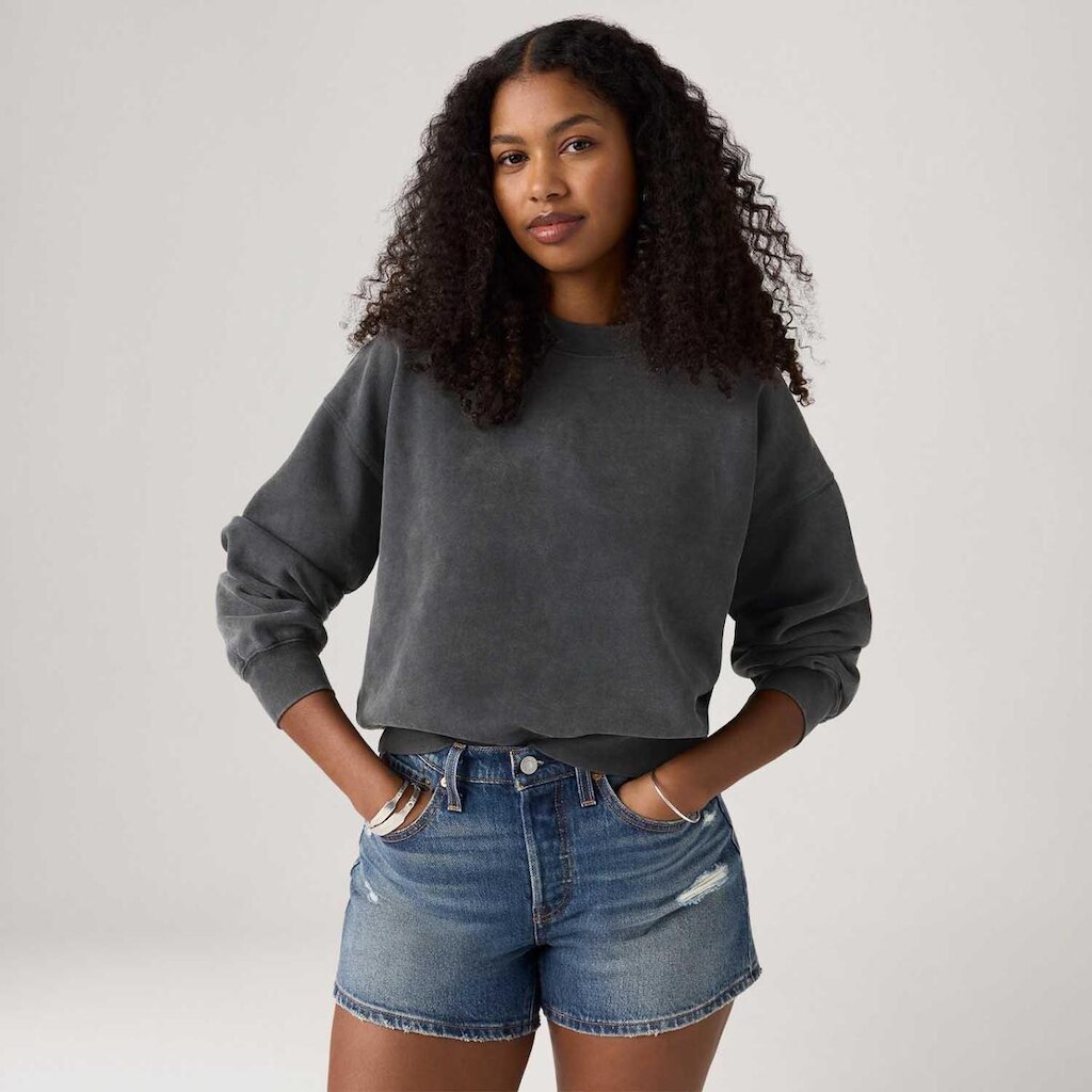 Moletom Levi's Boxy Crew Neck Cinza Escuro Feminino