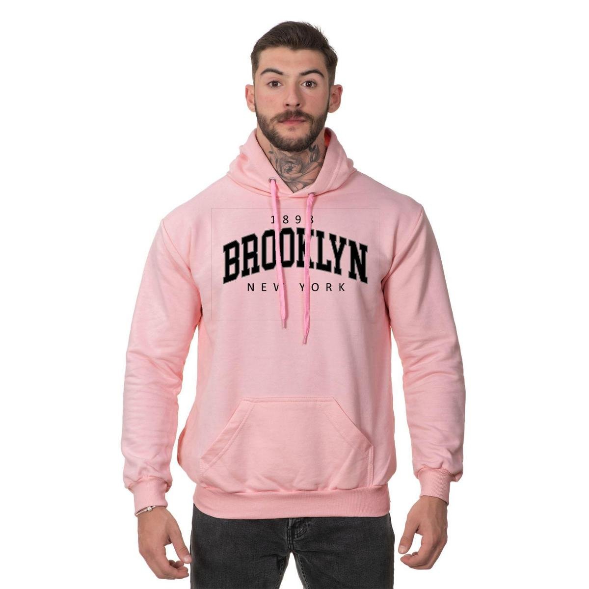 Moletom Masculino Blusa de Frio Canguru Brooklyn New York Menor preço em Moletom Masculino Blusa de Frio Canguru Brooklyn New York