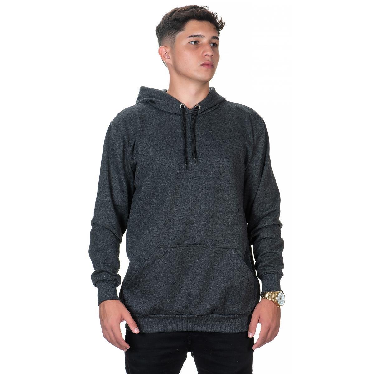 Moletom Masculino Blusa Frio Canguru Flanelado Casual Liso Menor preço em Moletom Masculino Blusa Frio Canguru Flanelado Casual Liso
