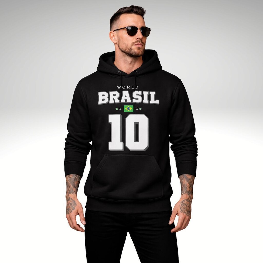 Moletom Masculino Canguru Brasil 10 Estilo Esportivo Premium