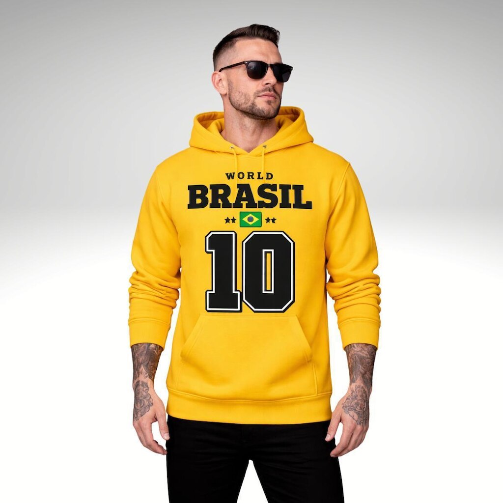 Moletom Masculino Canguru Brasil 10 Estilo Esportivo Premium