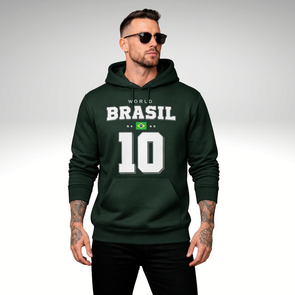 Moletom Masculino Canguru Brasil 10 Estilo Esportivo Premium